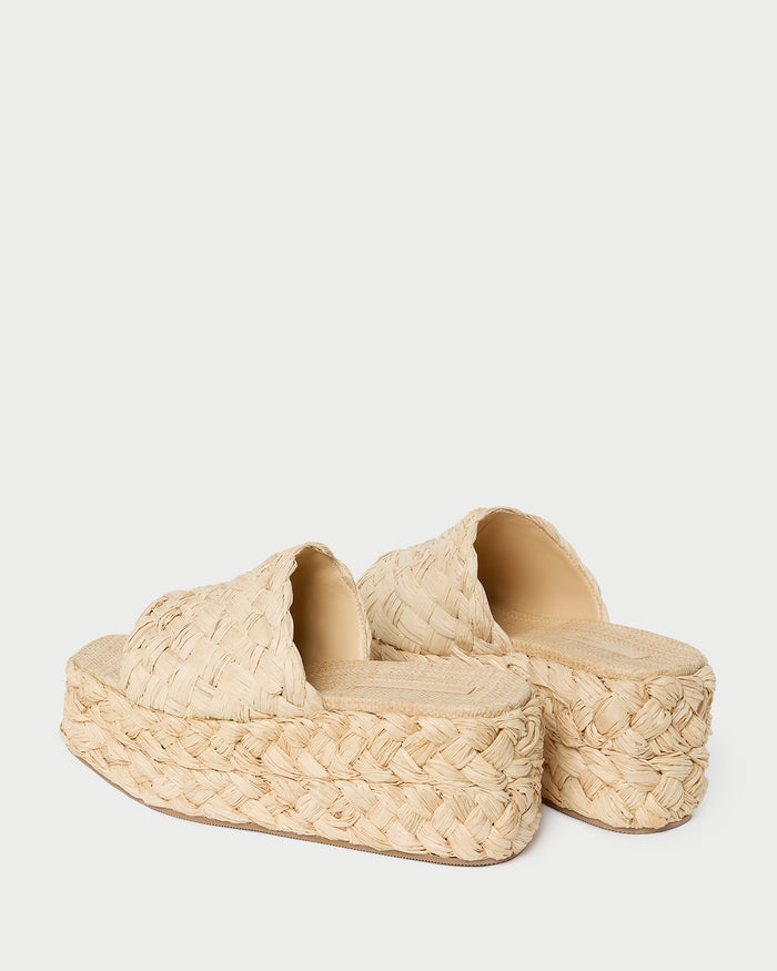 Aaron Natural Braided Straw Mule in natural raffia.