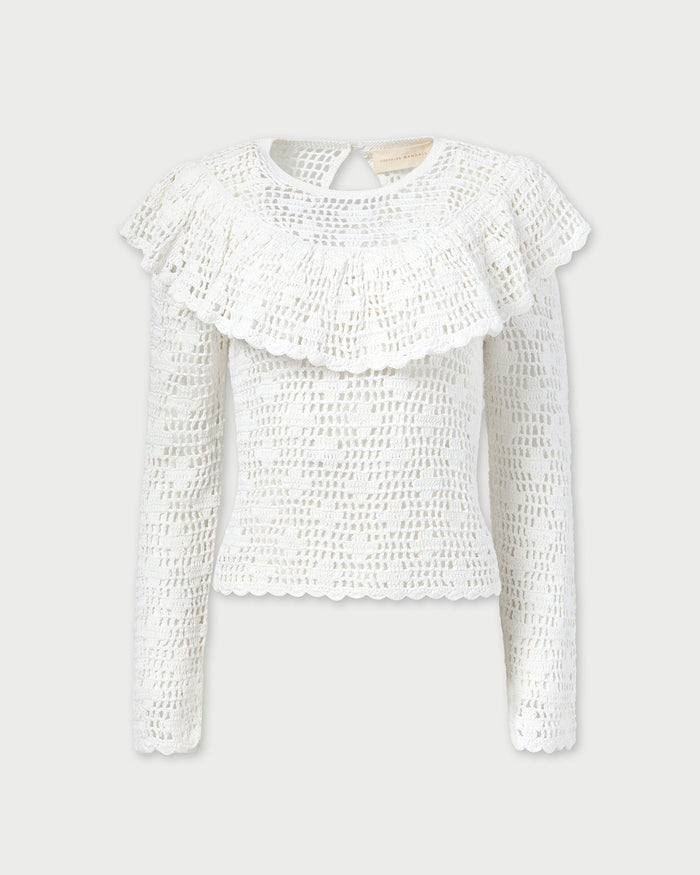 Abigail Top in hand crocheted cream cotton.