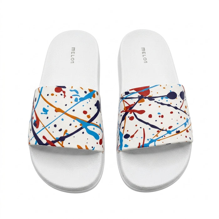 Abstract Splash Print Slide Sandals