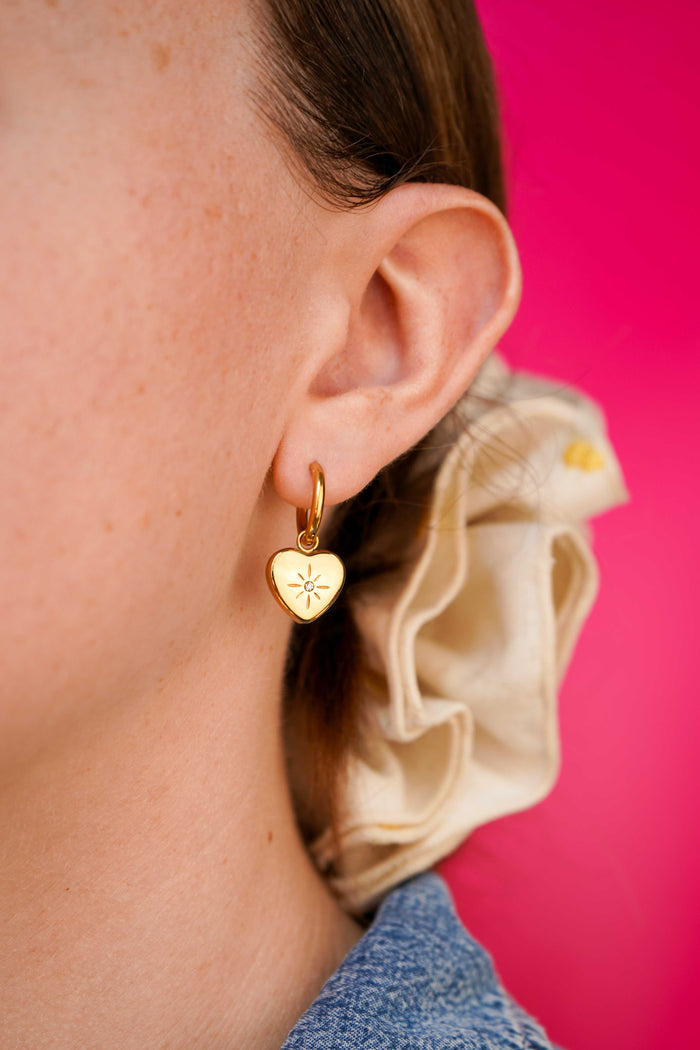 Amortentia Zirconia Studded Heart Charm Hoops