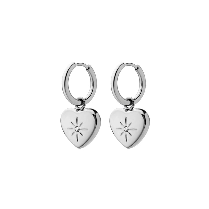 Amortentia Zirconia Studded Heart Charm Hoops