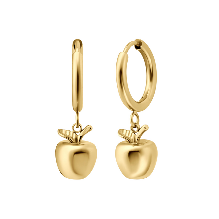 Apple Charm Hoops
