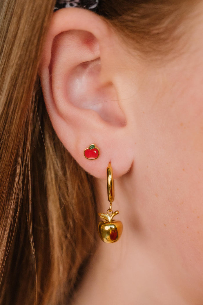 Apple Charm Hoops