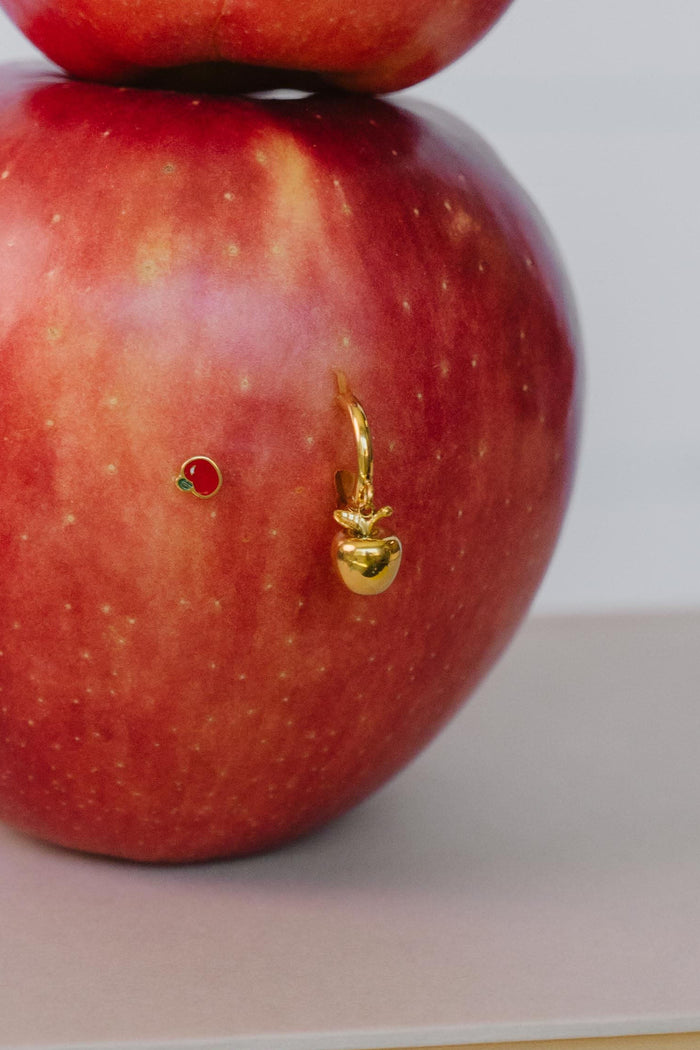 Apple Charm Hoops