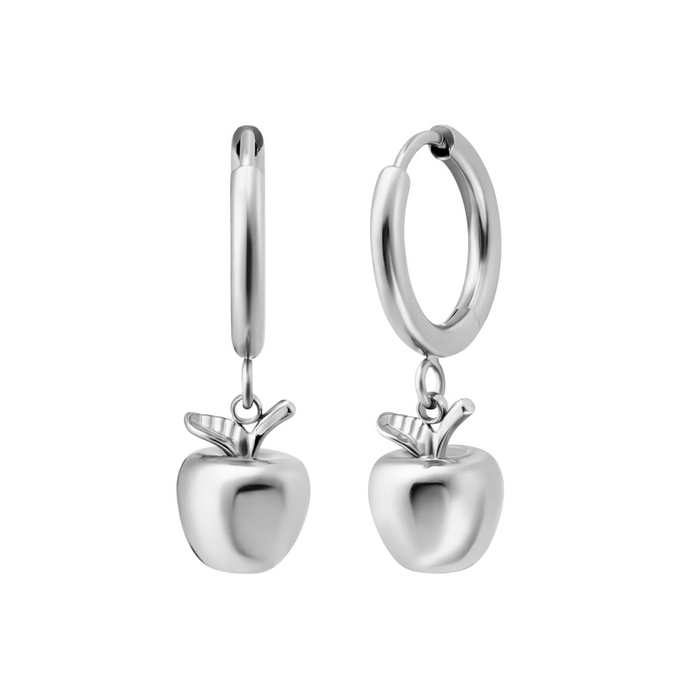 Apple Charm Hoops