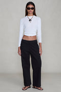 Back Snap Straight Leg Pant Black