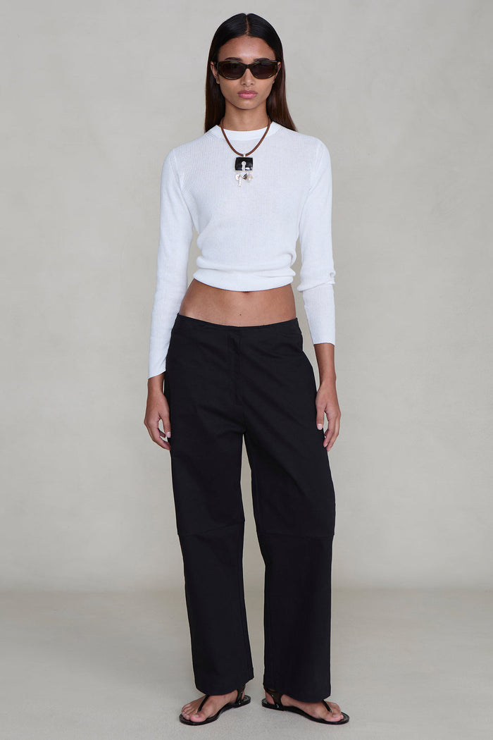Back Snap Straight Leg Pant Black