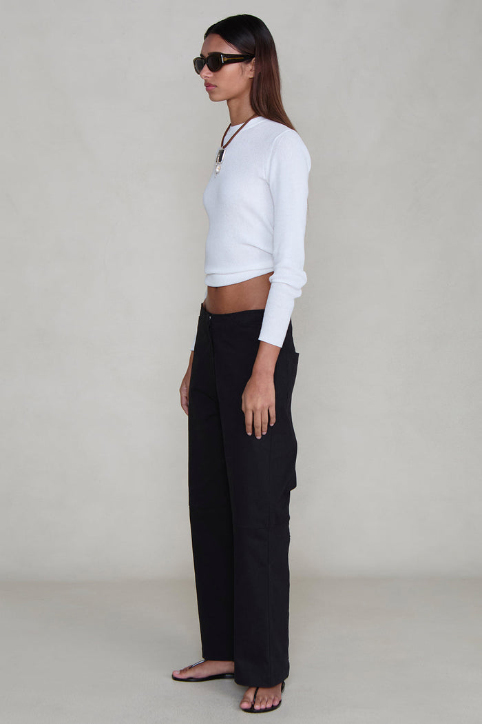 Back Snap Straight Leg Pant Black
