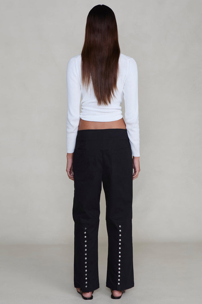 Back Snap Straight Leg Pant Black