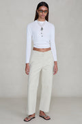 Back Snap Straight Leg Pant Bone