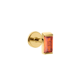 Gold flat back stud with a bezel-set orange CZ on a white background