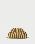 Bailey Brown/Butter Stripe Dome Clutch in brown and butter striped raffia.