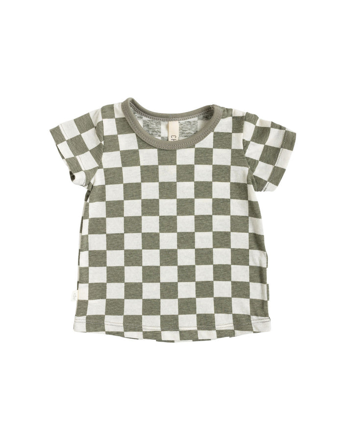 basic tee CO - vetiver checkerboard