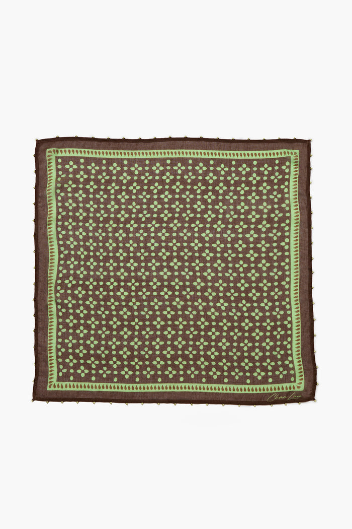Beaded Floral Bandana Espresso