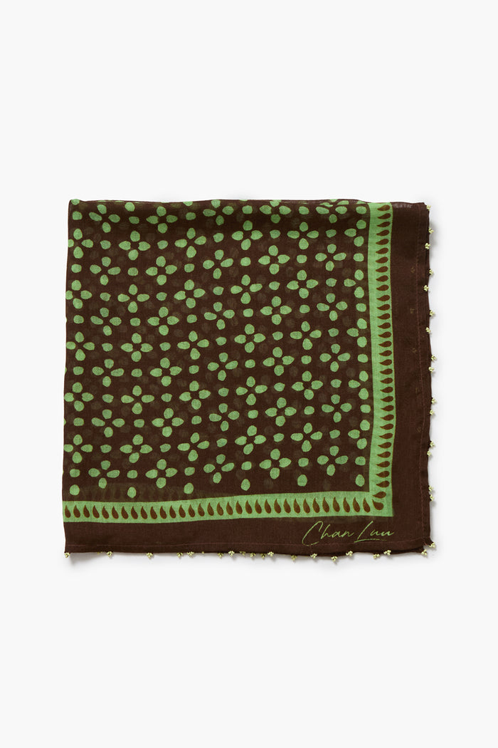 Beaded Floral Bandana Espresso