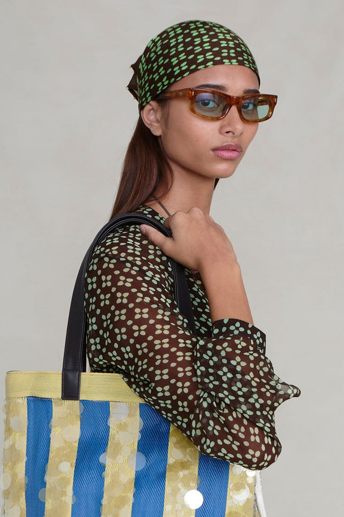 Beaded Floral Bandana Espresso