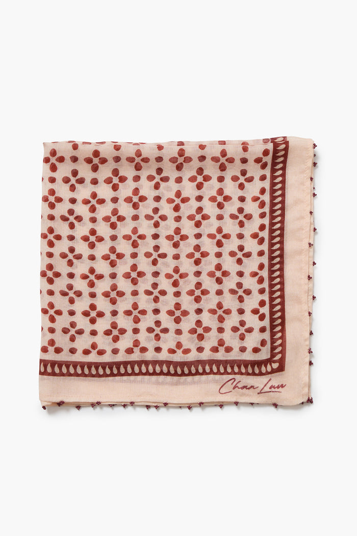 Beaded Floral Bandana Pink Sand