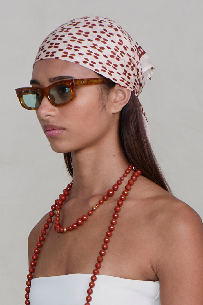 Beaded Floral Bandana Pink Sand