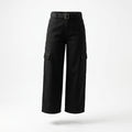 Belted Cargo Pants With A High Rise Waist