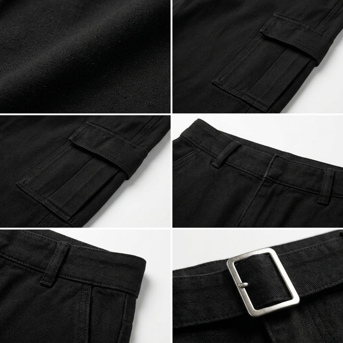 Belted Cargo Pants With A High Rise Waist