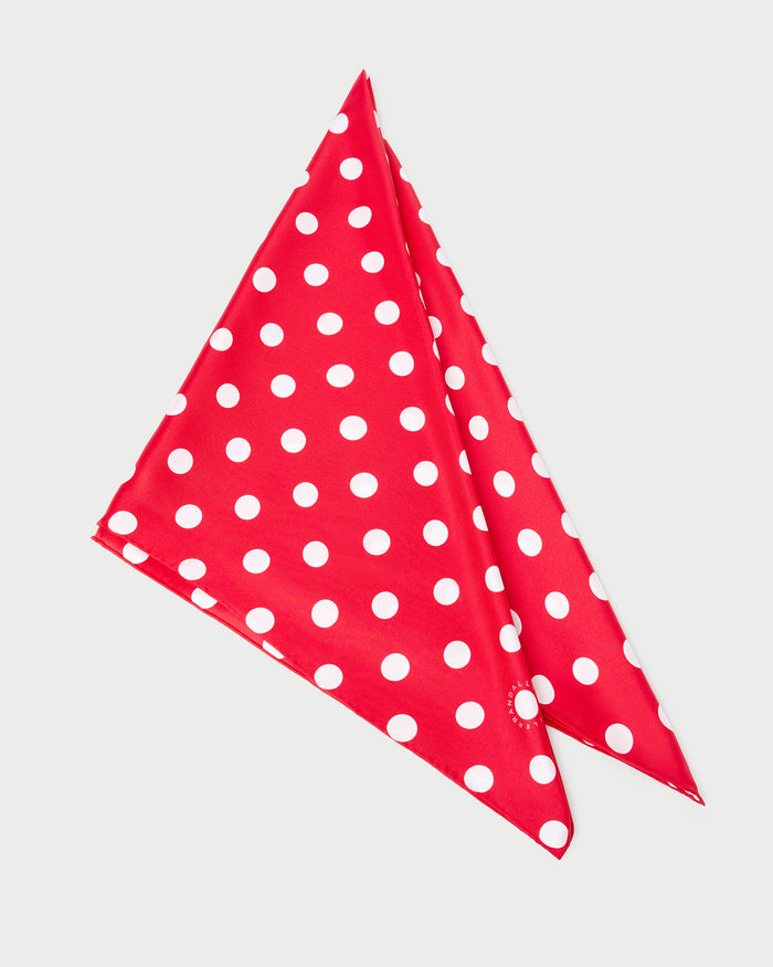 Beverly Red/White Silk Scarf in polka dot silk.