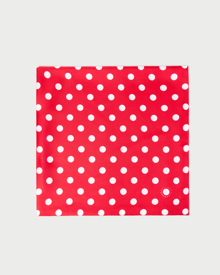 Beverly Red/White Silk Scarf in polka dot silk.