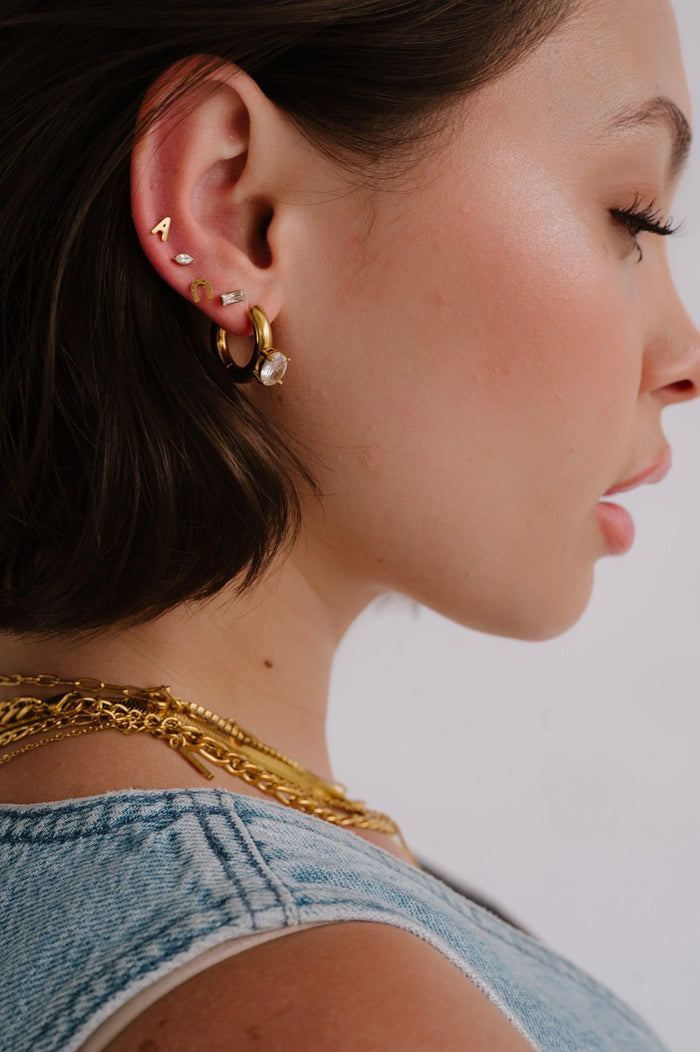Bezel Baguette Flat Back Stud