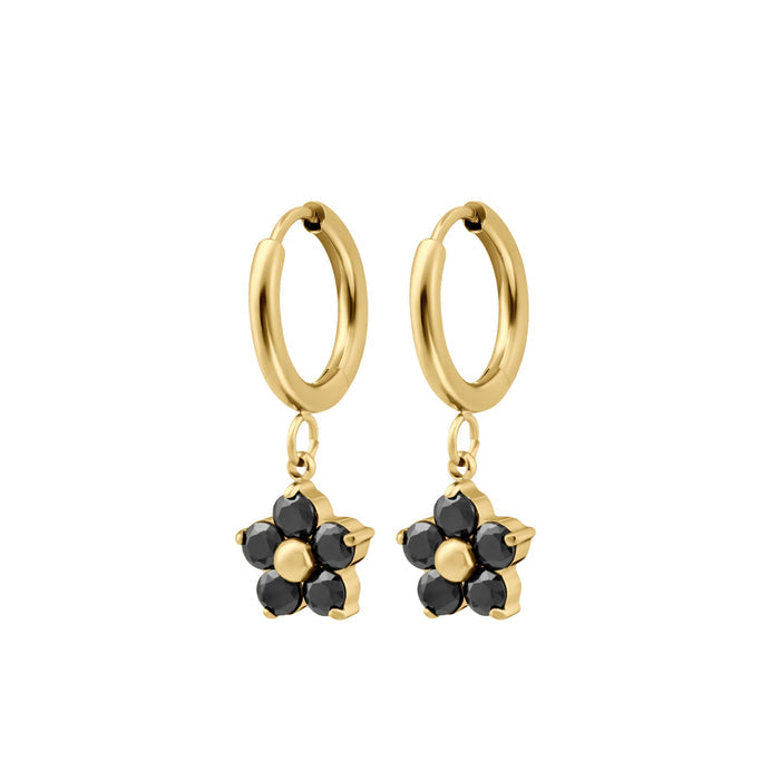Black Dahlia Charm Hoops
