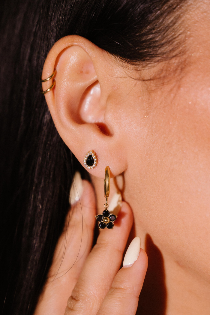 Black Dahlia Charm Hoops