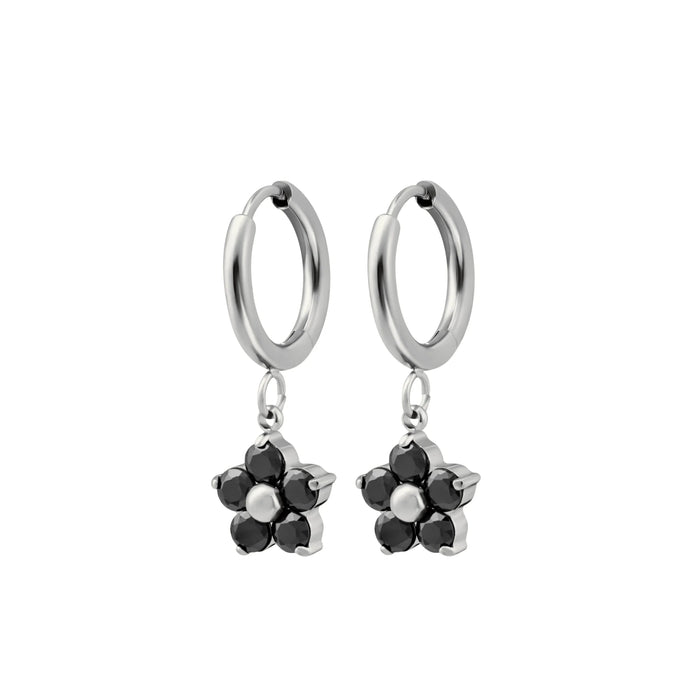 Black Dahlia Charm Hoops