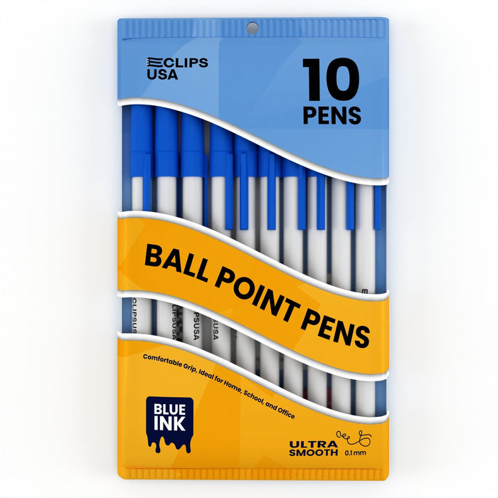 Blue Wholesale Stick Pens - 10 Pens / Pack - Bulk Case of 72 Packs - 720 Total Pens
