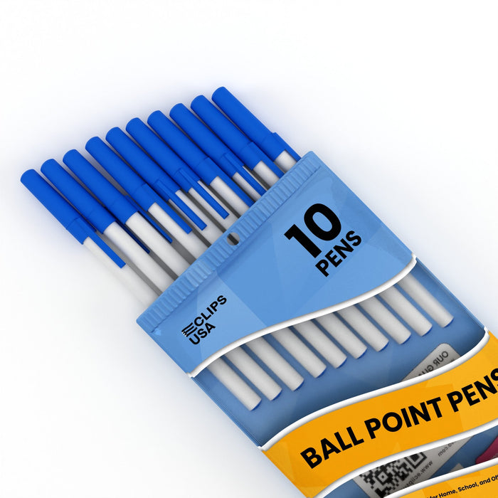 Blue Wholesale Stick Pens - 10 Pens / Pack - Bulk Case of 72 Packs - 720 Total Pens