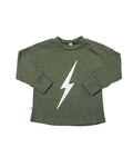 boxy long sleeve tee - lightning on heather thyme