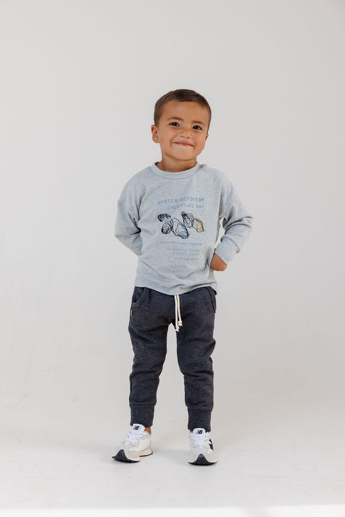 boxy long sleeve tee - oyster recovery on ash