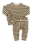 boxy set - dark fatigue beige stripe