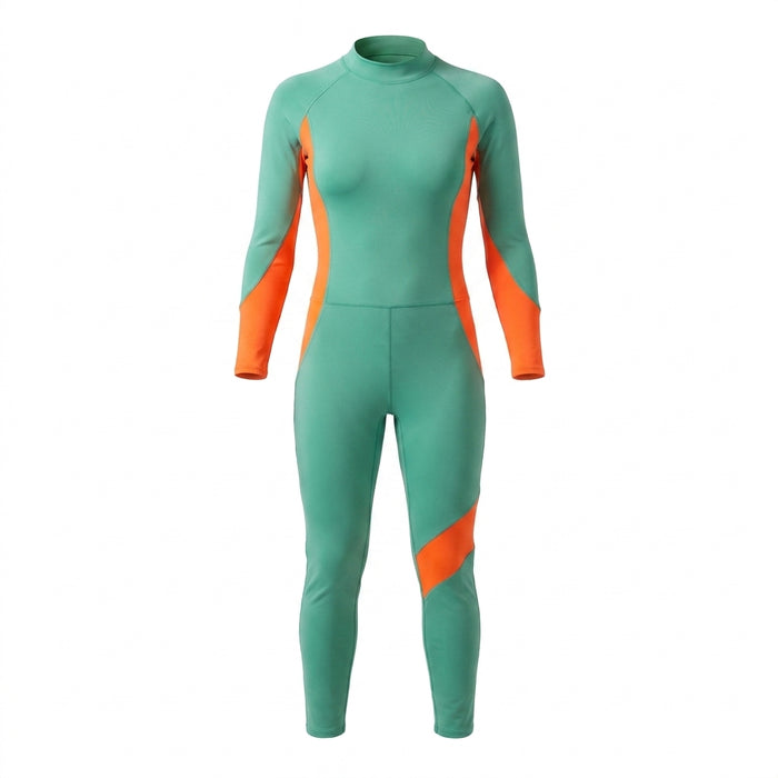 Girls Mint And Neon Long Sleeve Swimsuit