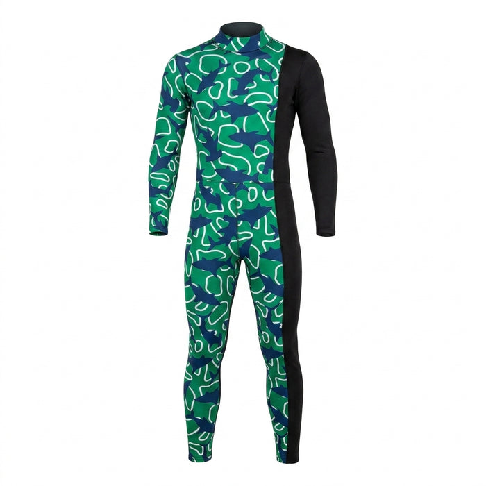 Girls Shark Print Long Sleeve Swimsuit