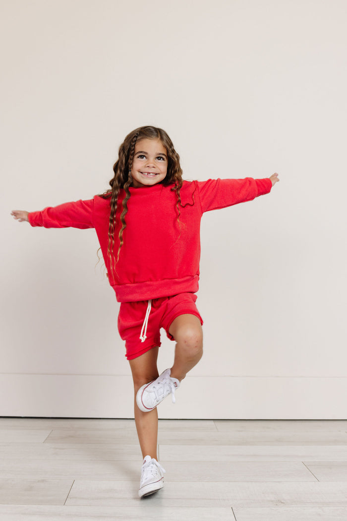 boy short sweatset - pomegranate
