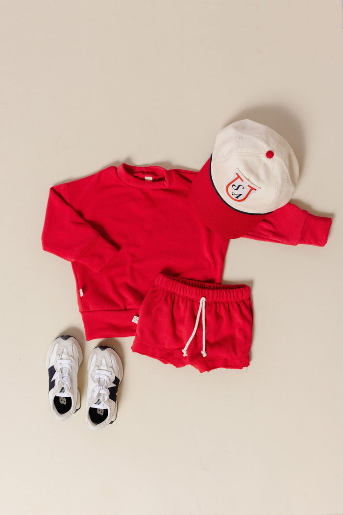 boy short sweatset - pomegranate