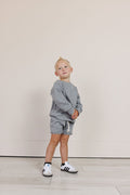 boy short sweatset - stonewash
