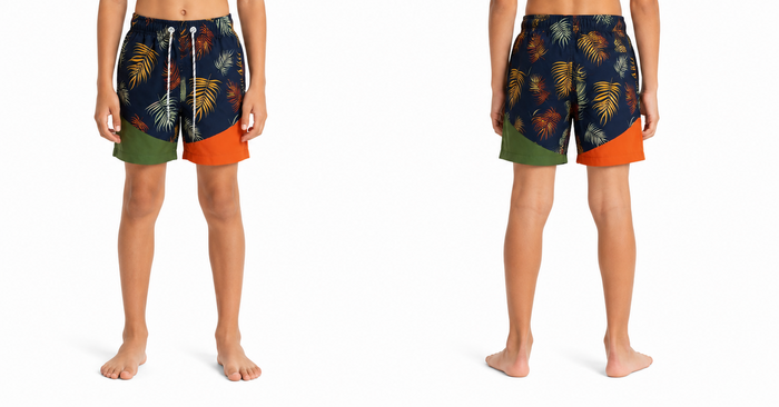 Men Tropical Leaf Print Swim Shorts
