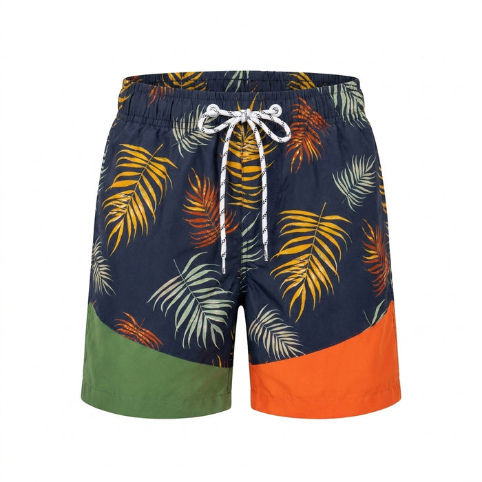 Men Tropical Leaf Print Swim Shorts