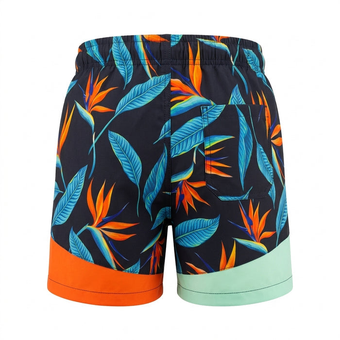 Men Tropical Leaf Print Swim Shorts