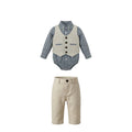 Boys 4 Piece Formal Outfit Set With Striped Bodysuit And Trousers