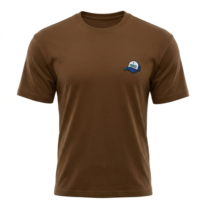 Boys Baseball Cap Patch Short Sleeve T Shirt Chocolate
