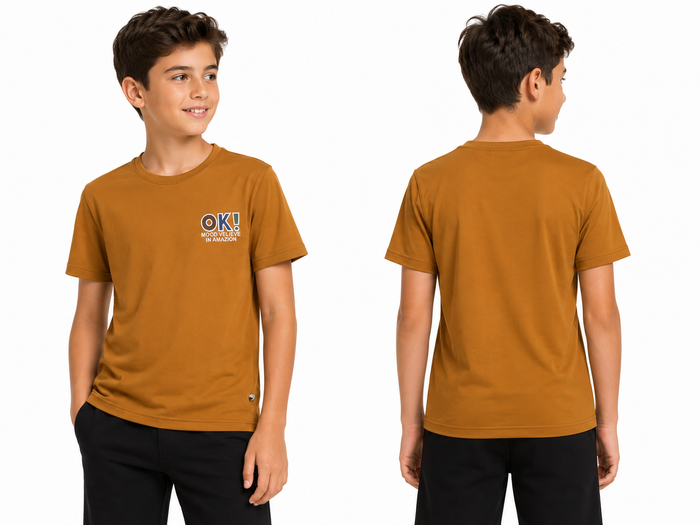 Boys Baseball Cap Patch Short Sleeve T Shirt