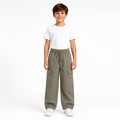 Boys Cargo Pants With Utility Pockets And Drawstring Waist