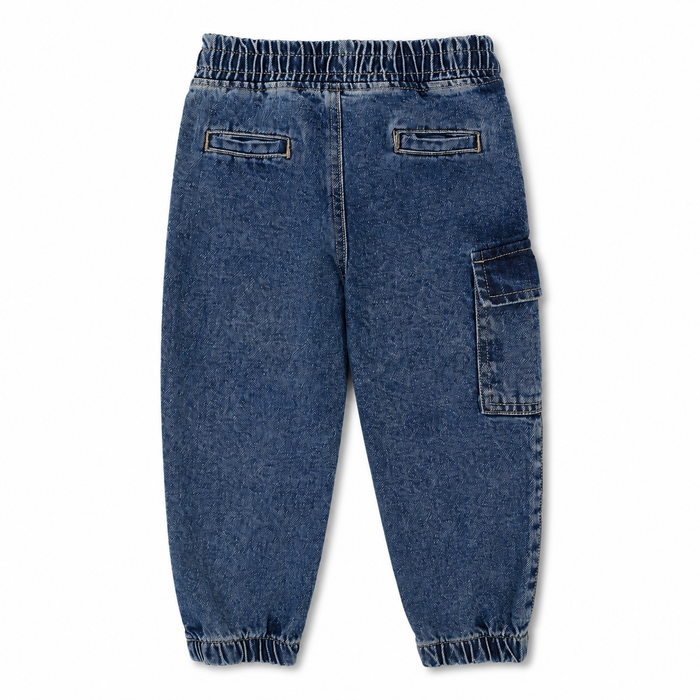 Boys Drawstring Denim Cargo Jogger Pants