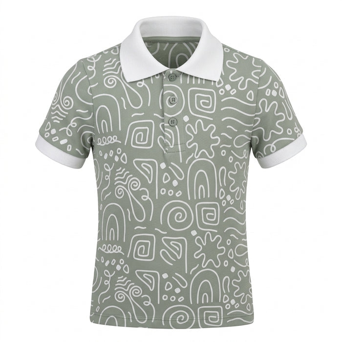 Boys Geometric Print Polo T Shirt