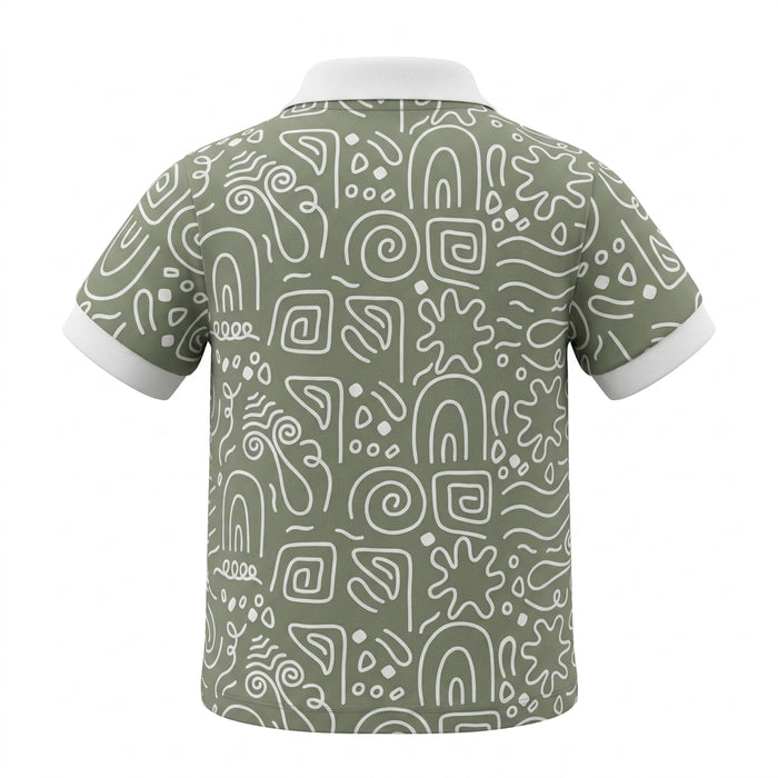 Boys Geometric Print Polo T Shirt
